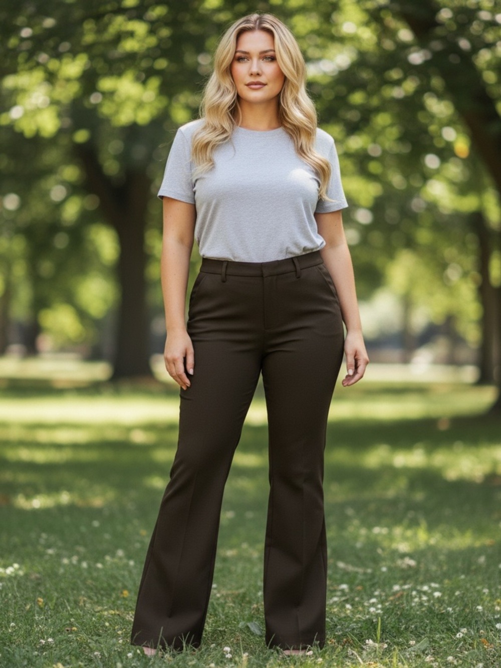 Wide-Leg Plus Size 20T High-Rise Pants in Black - Picture 3 of 6